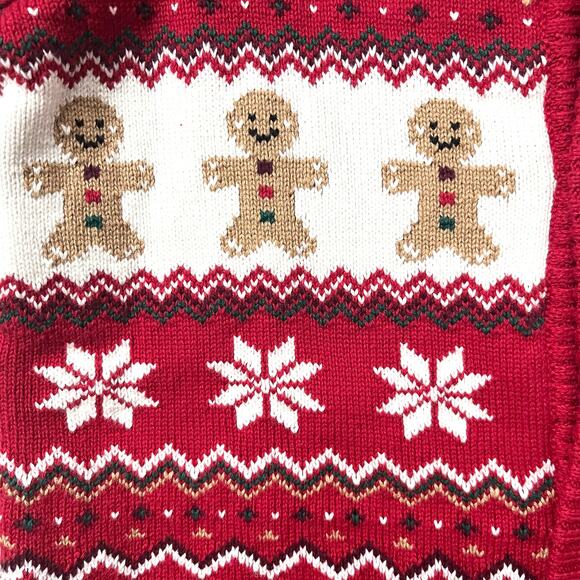 NEW Gymboree Red Fairisle Cardigan Sweater with Gingerbread Men Cotton Boy's 12 - Picture 4 of 6